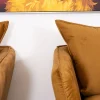 Clearance Fauteuil vintage ocre en tissu et métal ultra confort "Hasting" Fauteuil