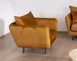 Clearance Fauteuil vintage ocre en tissu et métal ultra confort "Hasting" Fauteuil