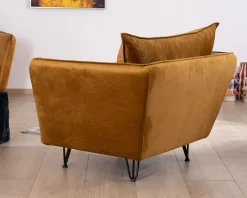 Clearance Fauteuil vintage ocre en tissu et métal ultra confort