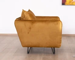 Clearance Fauteuil vintage ocre en tissu et métal ultra confort