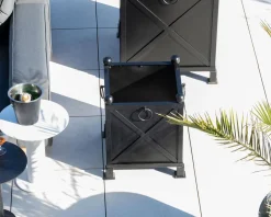 Sale Grand bac cache pot décoratif 65 cm en métal noir "Gardénia" Décoration