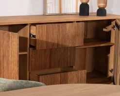 New Grand bahut style rétro en chêne huilé 180 cm "Winton" Buffet Et Bahut
