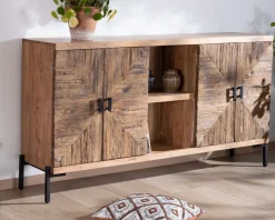 Outlet Grand buffet bas acacia massif 175cm style ethnique "Géonidum" Buffet Et Bahut