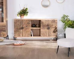 Outlet Grand buffet bas acacia massif 175cm style ethnique