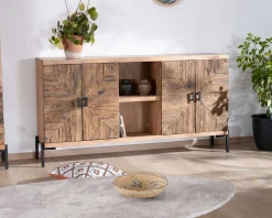 Outlet Grand buffet bas acacia massif 175cm style ethnique
