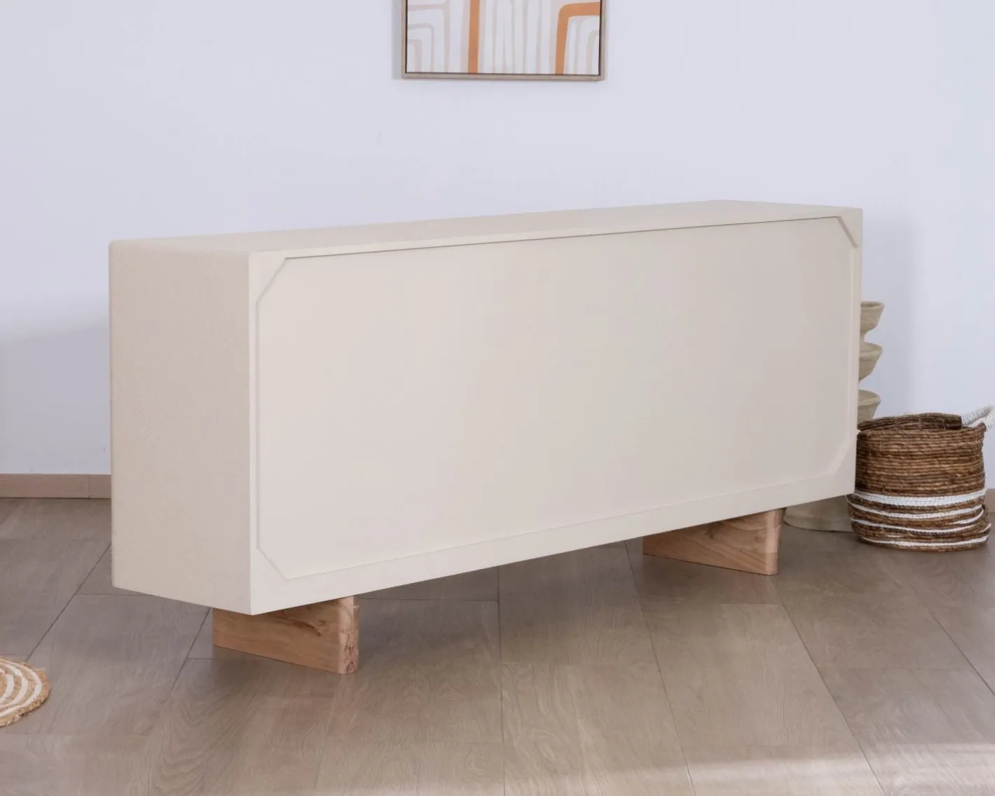 Outlet Grand buffet bas 4 portes style organique et contemporain "Miona" Buffet Et Bahut