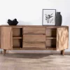 Clearance Grand buffet contemporain en manguier avec portes et tiroirs poignées encastrées "Cabure" Buffet Et Bahut