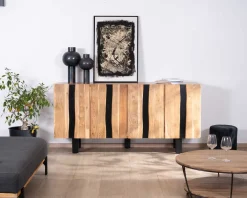Online Grand buffet design 190cm en bois massif d’acacia et métal noir "Zen Black" Buffet Et Bahut