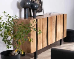 Online Grand buffet design 190cm en bois massif d’acacia et métal noir 