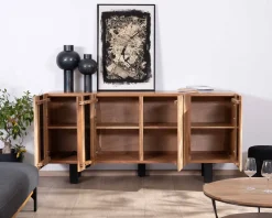 Online Grand buffet design 190cm en bois massif d’acacia et métal noir 