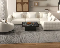Sale Grand canapé d'angle graphique et ultra cosy en tissu blanc "Sweet Culture" Canapé D'Angle|Canapé Modulable