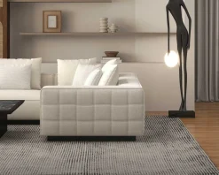 Sale Grand canapé d'angle graphique et ultra cosy en tissu blanc 