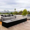 Hot Grand canapé de terrasse droit modulaire esprit décontracté tissu gris "Escale" Canapé De Jardin