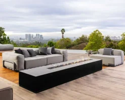 Hot Grand canapé de terrasse droit modulaire esprit décontracté tissu gris "Escale" Canapé De Jardin