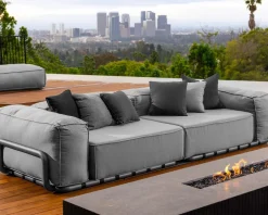 Hot Grand canapé de terrasse droit modulaire esprit décontracté tissu gris