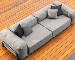 Hot Grand canapé de terrasse droit modulaire esprit décontracté tissu gris