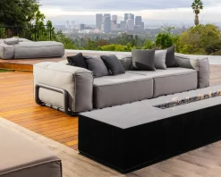 Hot Grand canapé de terrasse droit modulaire esprit décontracté tissu gris
