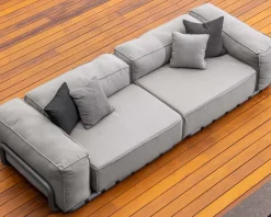 Hot Grand canapé de terrasse droit modulaire esprit décontracté tissu gris