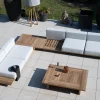 Grand canapé modulaire 5 places de jardin "Eclipse" avec tablette d'angle en teck Canapé De Jardin|Salon De Jardin