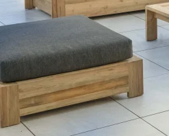 Grand canapé modulaire spécial extérieur en teck et tissu gris foncé "Zénith" Canapé De Jardin