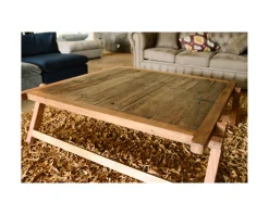 Hot Grande table basse carrée vieux bois ethnique "Népalaise" Table Basse Carrée