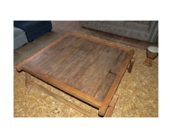 Hot Grande table basse carrée vieux bois ethnique 