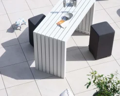 Clearance Grande table de bar épurée en aluminium blanc 200cm