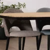 Grande table de repas 300cm manguier massif finition sablée bords biseautés noirs et pieds étoile "Pise" Table À Manger Rectangulaire
