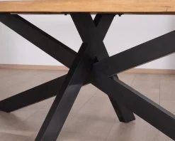 Best Grande table de repas 240 cm plateau en manguier bords naturels "Presolino" pieds croix métal Table À Manger Rectangulaire
