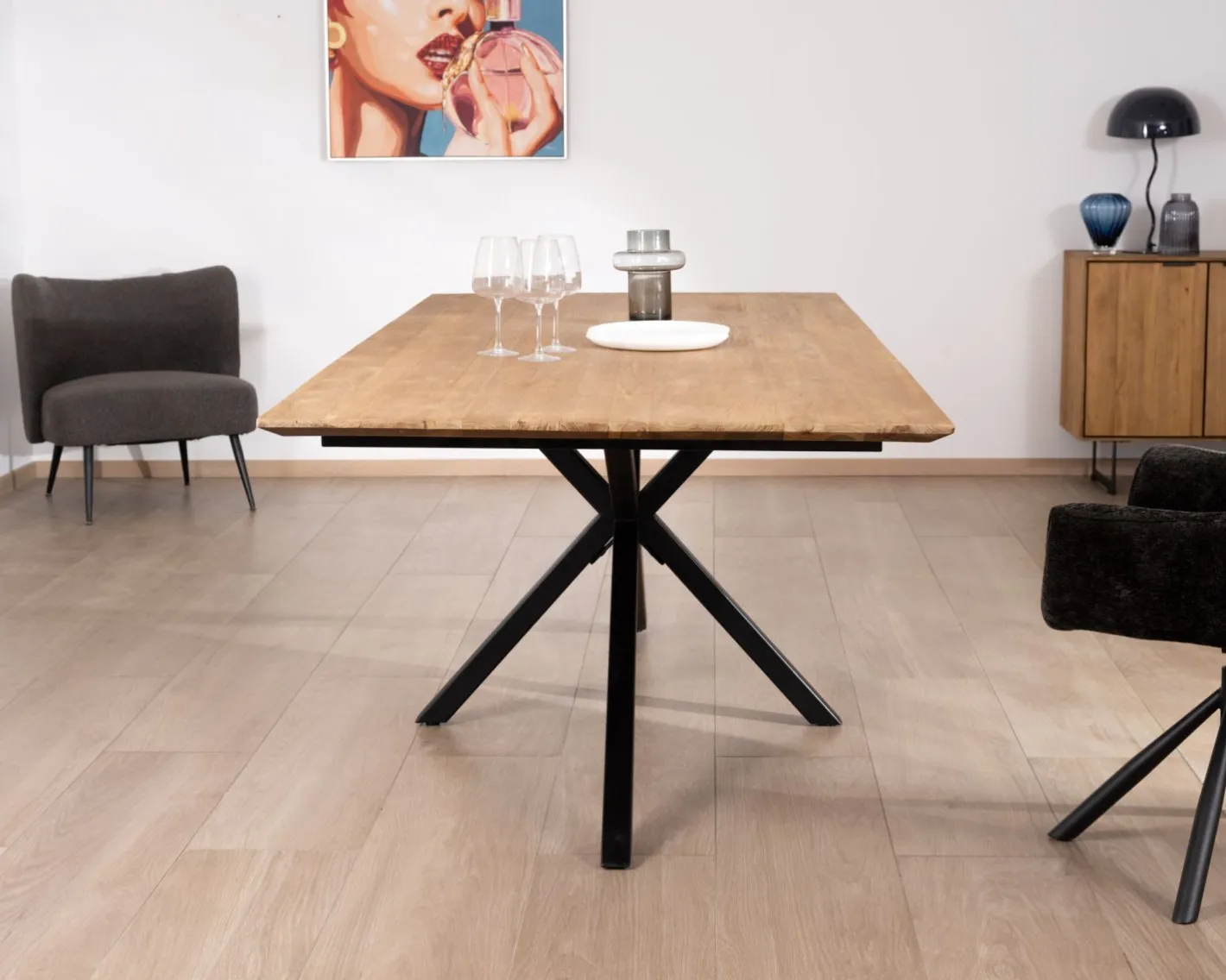 Clearance Grande table de repas en teck recyclé et pieds mikado "Bahia" 240 cm Table À Manger Rectangulaire