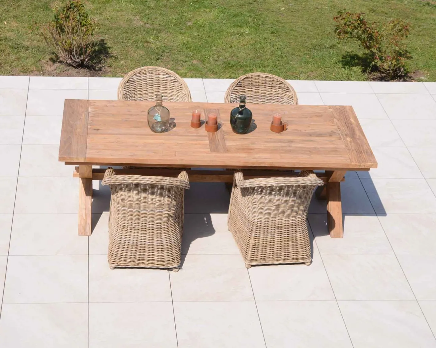 Clearance Grande table de repas en teck recyclé 8/10 personnes "Balangan Beach" Table À Manger Rectangulaire