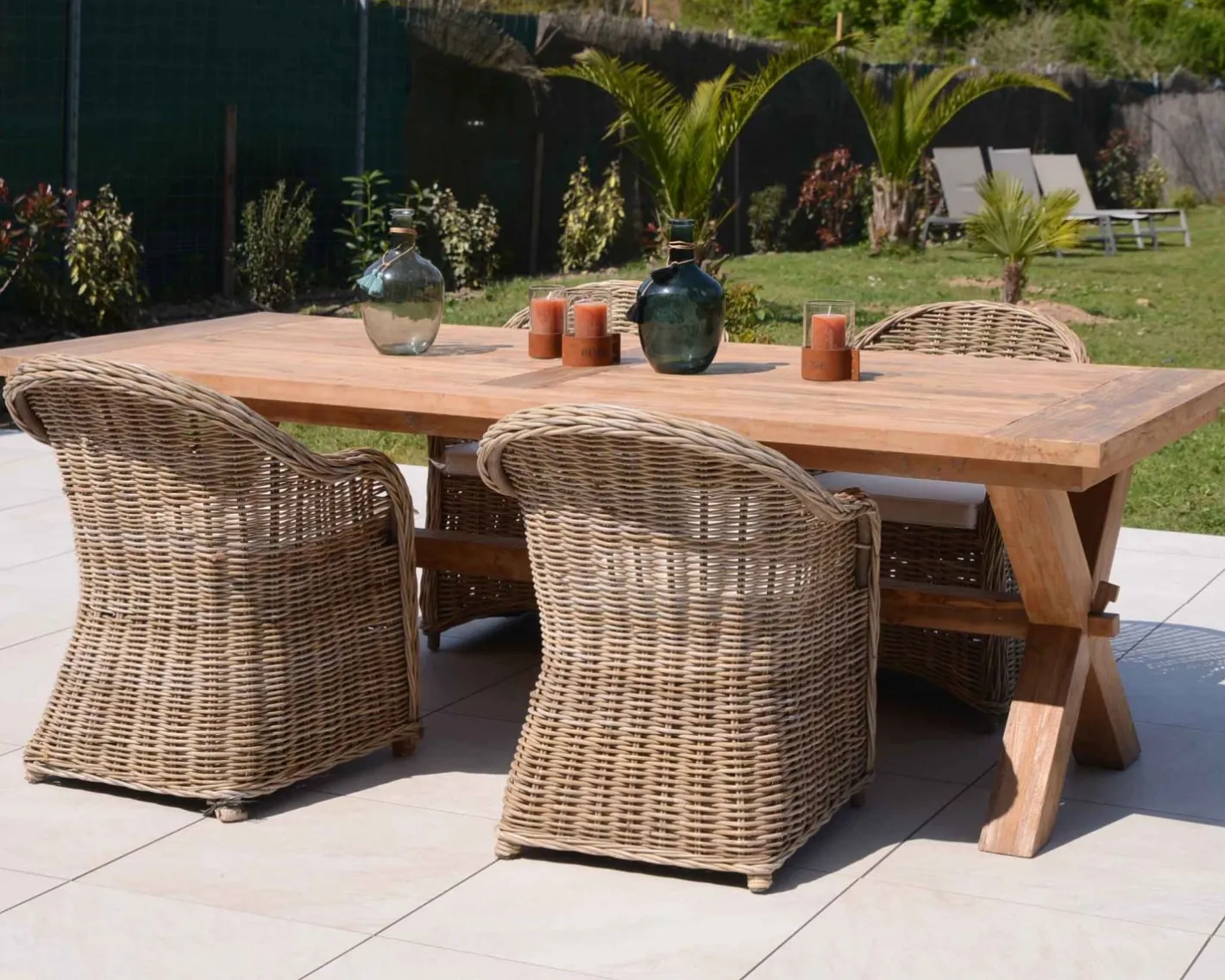 Clearance Grande table de repas en teck recyclé 8/10 personnes "Balangan Beach" Table À Manger Rectangulaire