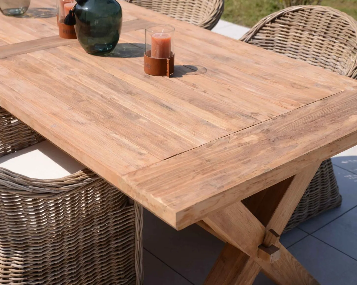 Clearance Grande table de repas en teck recyclé 8/10 personnes "Balangan Beach" Table À Manger Rectangulaire