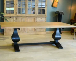 Hot Grande table de repas 8/10 places style chic noire et bois 