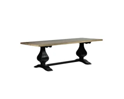 Hot Grande table de repas 8/10 places style chic noire et bois 