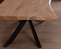 Sale Grande table à manger plateau 280 cm acacia massif et pieds métal "3D" Table À Manger Rectangulaire