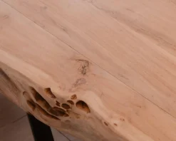 Sale Grande table à manger plateau 280 cm acacia massif et pieds métal "3D" Table À Manger Rectangulaire