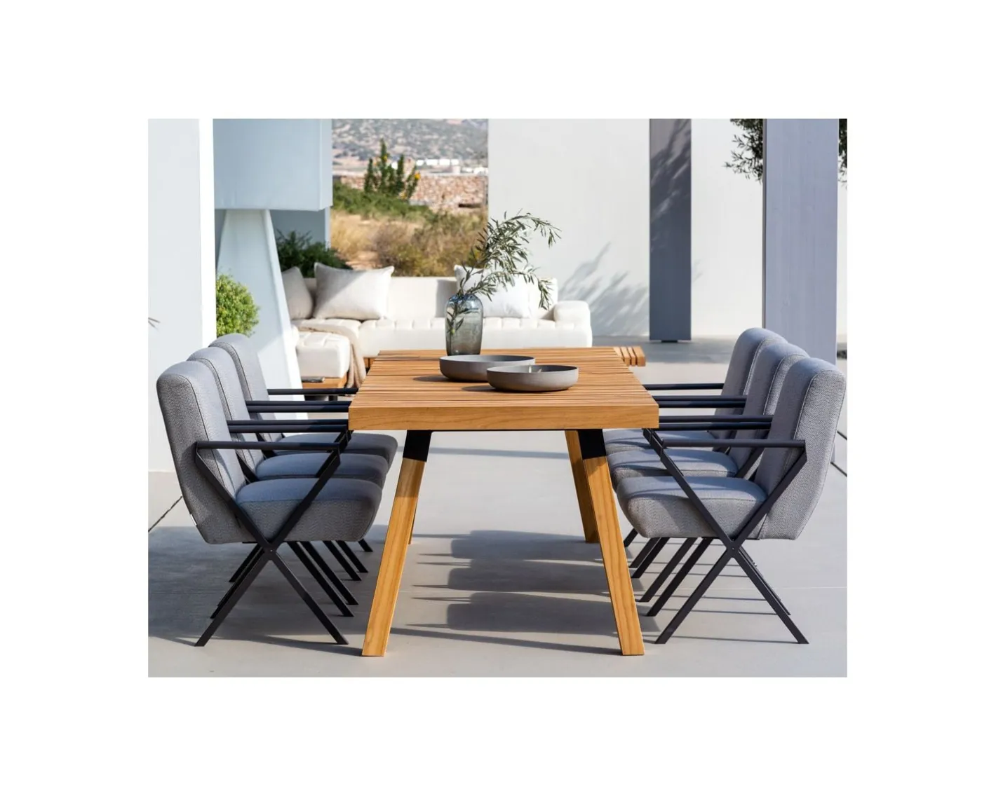 Sale Grande table outdoor en teck massif 240 cm "Lombok" Table À Manger Rectangulaire