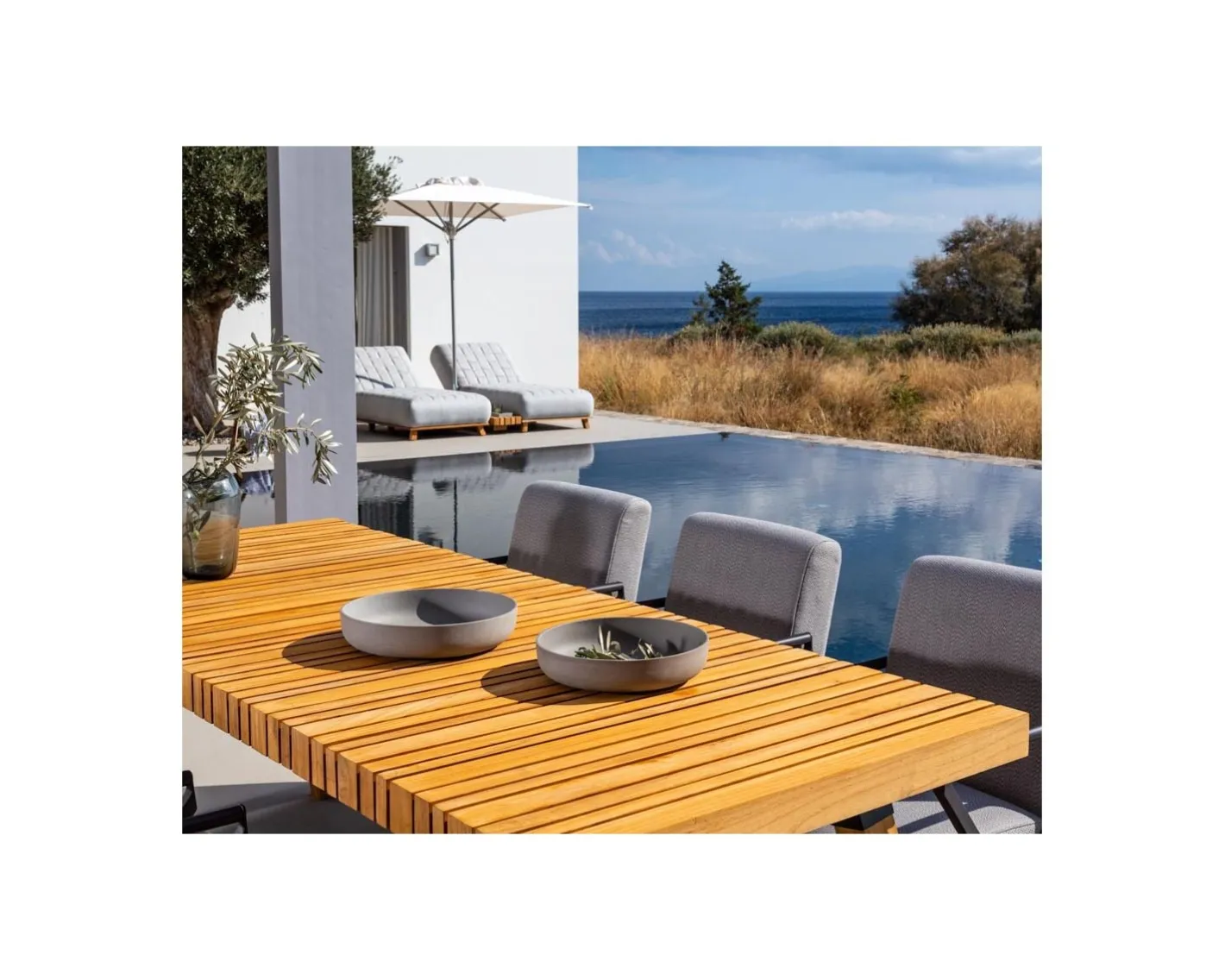 Sale Grande table outdoor en teck massif 240 cm "Lombok" Table À Manger Rectangulaire
