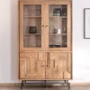 Clearance Grande vitrine 4 portes style rétro en acacia et métal "Puzzle" façades motif empiècements Vitrine Et Argentier|Bibliothèque