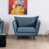 Sale Grand fauteuil cosy en tissu bleu et pieds en métal noir "Hasting" Fauteuil
