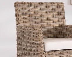Hot Grand fauteuil de jardin confort en kubu grisé et tissu "Balangan Beach" Fauteuil|Fauteuil De Jardin