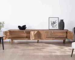 Online Grand meuble TV contemporain 240cm en manguier 4 portes 