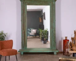 Grand miroir avec cadre indien en bois 