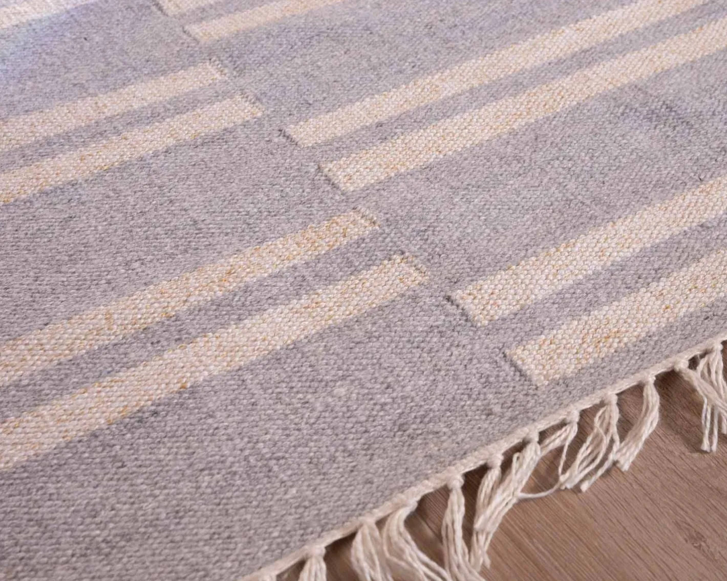 New Grand tapis bicolore frangé 200 x 300 cm "Ethnic" Décoration