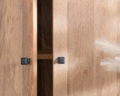 Clearance Grand vaisselier en manguier naturel et portes vitrées "Maestro" 200 cm Vaisselier