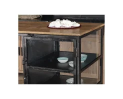 Outlet Ilot de cuisine en bois et métal noir 150 cm 