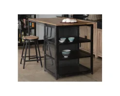 Outlet Ilot de cuisine en bois et métal noir 150 cm 