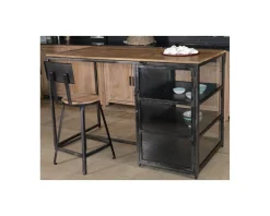 Outlet Ilot de cuisine en bois et métal noir 150 cm 