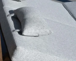 Online Lit de jardin en teck et tissu spécial extérieur gris clair "Eclipse" Canapé De Jardin|Bain De Soleil